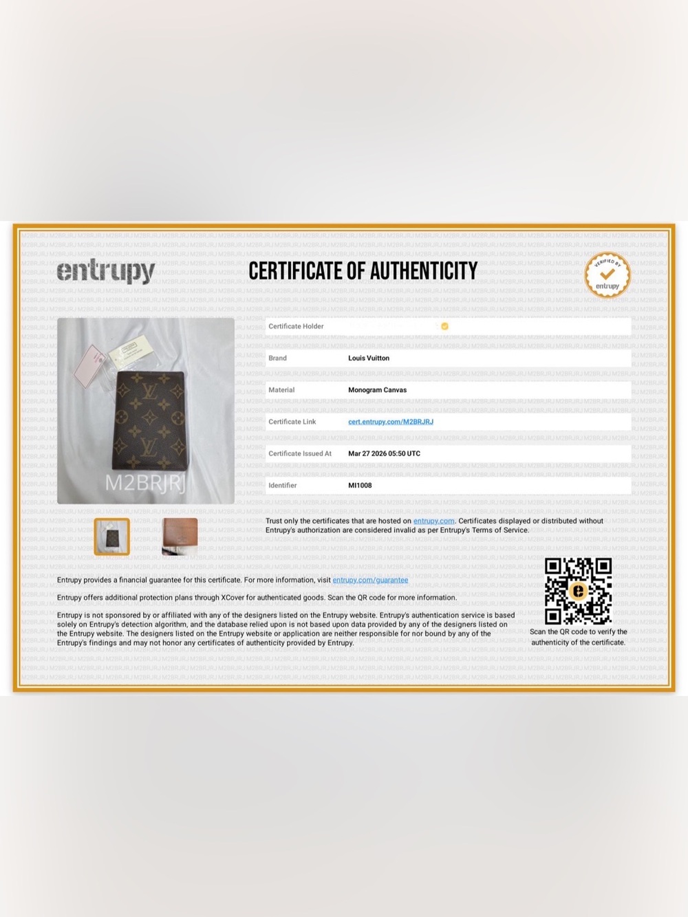 Louis Vuitton Monogram Passport Cover Rank A Condition w/Entrupy COA🤎 - Picture 15 of 15
